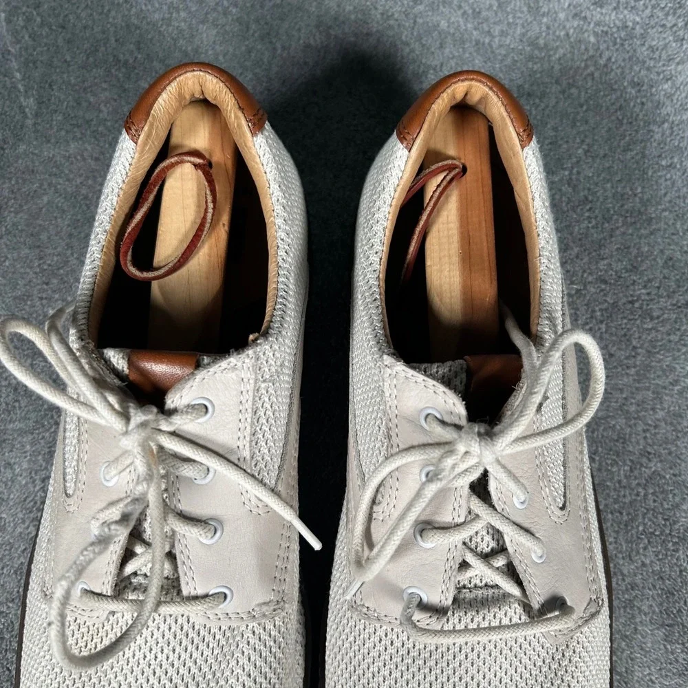 Johnston & Murphy J&M Derby Sneakers White Beige Knit Sheepskin Mens 12M